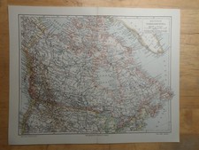 Orig.(1908) Lithographie Landkarte Britisch-Nordamerika (N14)