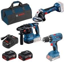 Bosch 18 Volt Profi-Set mit 2 Akkus GSR 18 V-21 GWS 18V-7 GBH 18 V-21