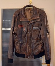 Herren-Lederjacke, Vintage, Pilotenjacke, braun,  guter Zustand