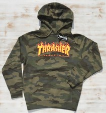 TRASHER HOODIE FLAMES CAMO SKATEBOARD GR. S