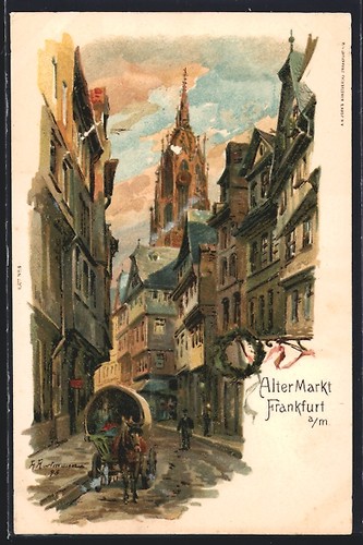 Lithographie frankfurt blick - lithographie,
