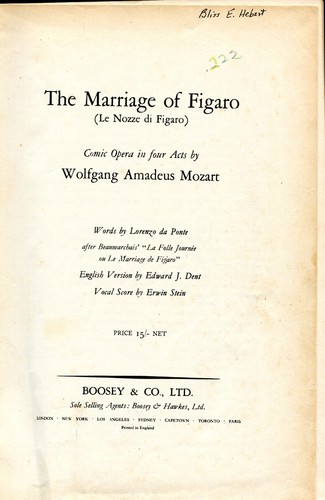 Mozart the marriage figaro - the,