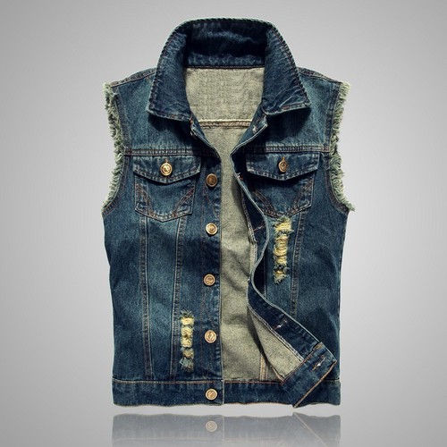 Herren denim westen zerrissen - westen,