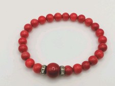Echtes Korallenarmband Kugeln rot Perlen Coral red  bracelet  