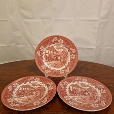 Royal Tudor Ware „Coaching Taverns“ Rot 3 Speiseteller Ø 25cm Keramik