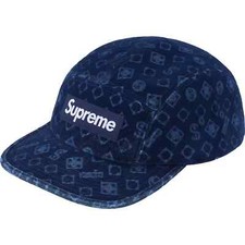 Supreme Flocked Denim Camp Cap Blau/blue FW24