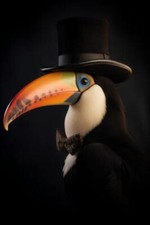 Wandbild: Tukan mit Zylinder