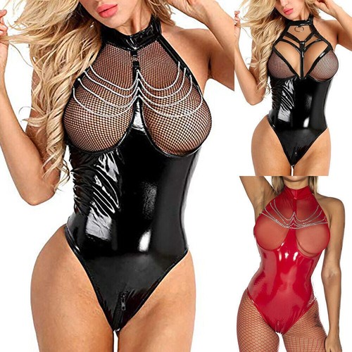 Damen lackleder bodysuit - damen,