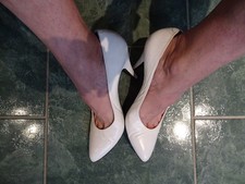 Pumps Komplettleder 39 1/2 getragen Sammler weiß Stilettoabsatz vintage Isadora