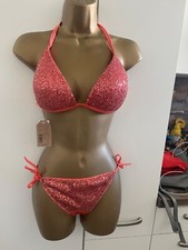 Neu Calzedonia Bikini Pink Pfirsch Pailetten Grosse 75D 80C 4 M