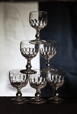 6 antike Biedermeier Weingläser Facettenschliff  Weihnachtsgeschenk 19.Jhd.