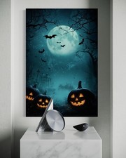 Leinwand Bild Halloween Slasher Düster Horror Filme Wandbild Kürbis