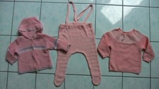 DDR Retro Baby Kleidung Gr 70/ 76 KIWA rosa gestrickt Set Hose Pulli Jacke Puppe