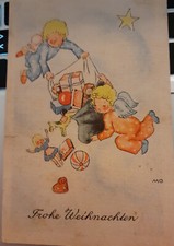 Marianne Drechsel Ak Engel mit Weihnachtsgeschenken "MO" Fohe Weihnachten 1949