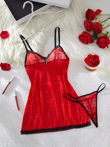 Damen spitzen nachthemd set - spitzen,