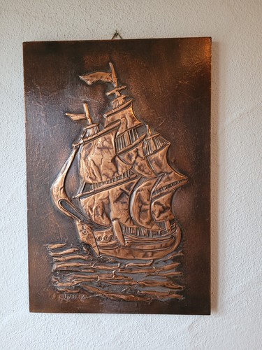 Kupfer wandbild segelschiff - kupfer,