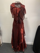? Made in France wundersschönes Abend-Kleid weinrot Träger + Tuch Gr. S ? DUS