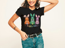 Damen Girls T- Shirt Happy