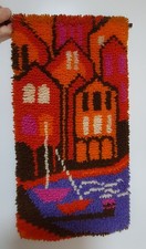 Original 70er Jahre Latch Hook Wandteppich