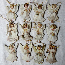 Nostalgie, 12 schöne Engelsbilder, auf Holz, Weihnachtsdeko, Christbaumschmuck