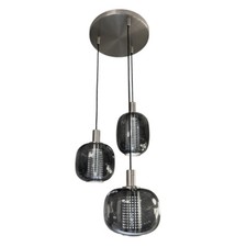 IKEA Högvind Hängeleuchte mit 3 Lampen, vernickelt/ grau Glas NEU