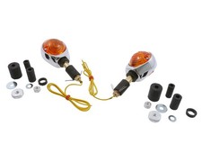 Blinker Paar OCHSENAUGE, verchromt, gelbes Glas, Motorrad, Roller, Quad Mofa