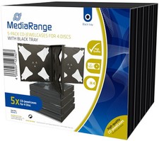5 Mediarange CD Hüllen 4er Jewelcase 22 mm für je 4 BD / CD / DVD schwarz