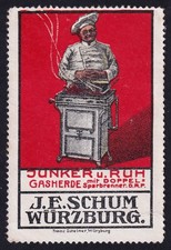„Gasherd, Junker & Ruh (Karlsruhe)“ Beidruck: J. E. Schum, Würzburg, Werbemarke