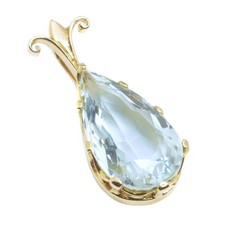 Anhänger aus 585er Gelbgold 14K mit einem Aquamarin in Tropfen Form