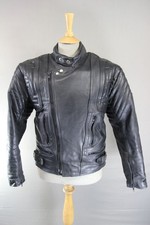 KLASSISCHE AKITO T-FORCE SCHWARZE LEDER BIKER JACKE 40-42 INCH CHEST