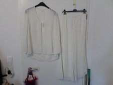 Wollweißer Chiffon Hosenanzug