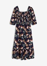 bedrucktes Midikleid Gr 40 Dunkelblau Geblümt Damen Casualkleid Sommer-Kleid Neu