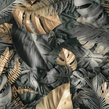 Tapete Blätter grün VLIES FOTOTAPETE Dschungel Golden Natur Monstera Wohnzimmer