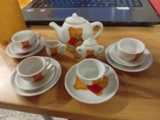 Bärchen Puppen Geschirr Tee Kaffee Sevice vintage Porzellan f.  4 Puppen 14 tlg.