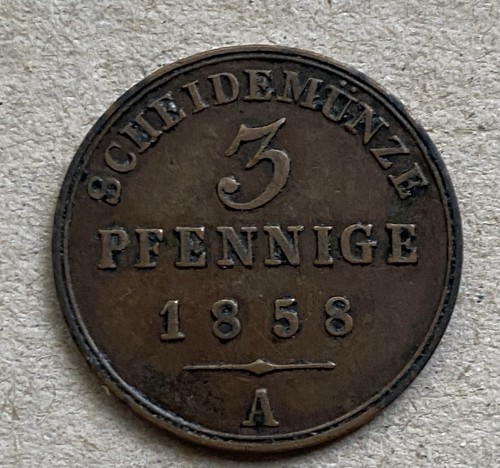 Sammlerstück pfennig 1858 - sammlerstück, 3