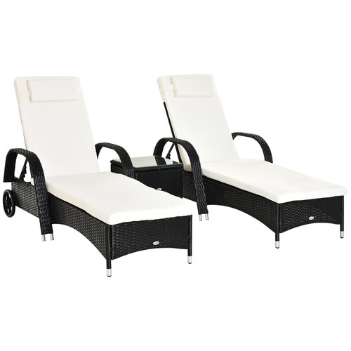 Rattan liege set schwarz - liege,