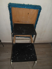 70er Jahre Vintage Sitzhocker 2 Stufen Hocker Klapp Leiter Tritt blauer  Plüsch