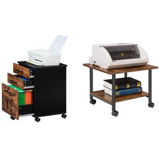 HOOBRO Rollcontainer Aktenschrank mobiler Büroschrank Druckertisch Druckerwagen
