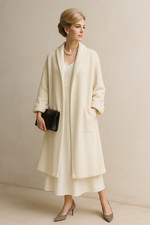 Vintage Strickmantel Halldon USA 42/44 Plüsch Orlon creme Oversized 60s70s weich