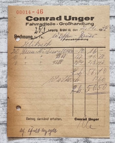 1938 conrad unger fahrradteile - conrad,