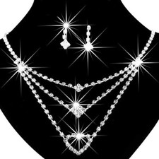 EDEL HOCHZEIT SCHMUCK SET COLLIER Halskette Armband Strass BRAUTSCHMUCK BRAUT #1