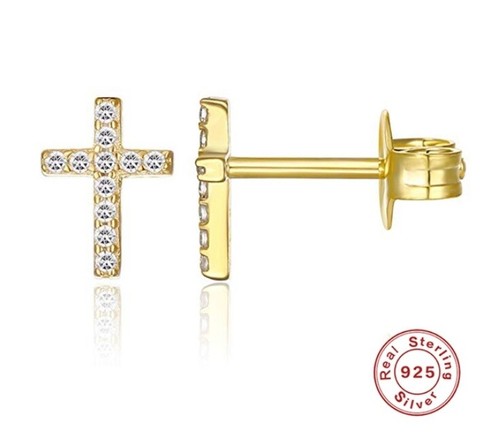 Ohrstecker kreuz 925 silber - kreuz,