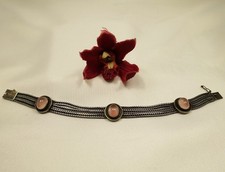 Armband mit Rosenquarz 835 Silber Armschmuck old silver bracelet / ev 715(15)