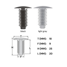 20x Verkleidung Clips Befestigung Panel Halter UNIVERSAL 9 mm Kopf 18 mm grau