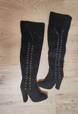 Sexy Damen Overknees Overknee-Stiefel gebraucht schwarz Schnürung hot Gr. 36