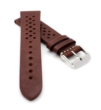 Soft Kalb-Nappa Rallye Uhrenarmband Modell Montreal-Golf-NL mocca 20 mm