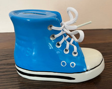 Spardose Turn Schuh blau für Kinder glänzend - NEUwertig