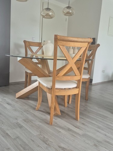 Runder glastisch holzgestell - holzgestell, +