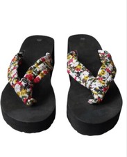 Sommer Damen KeilabsatzSandalen Plateau StrandZehentrenner Flip Flops 39 Schwarz