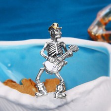B37 Anhänger Skelett mit Gitarre Sterling Silber 925